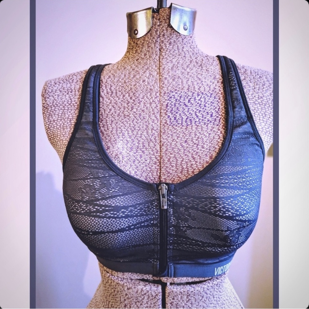 Knockout by Victoria Sport Front Close Sports Bra - Dark Gray